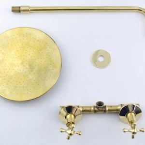 Built In Unlacquered Brass Shower System