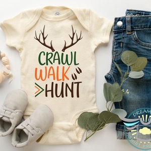 Deer Hunting Baby Onesie® Crawl Walk Hunt, Cute Boy Onesie® Deer Hunting, Future Hunter, Baby Boy, Country Boy, Trendy, Cute, Natural