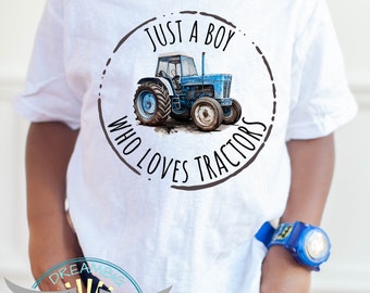 Just A Boy Who Loves Tractors, Farm Life Shirts, Country Boy, Blue Tractors, Farm Shirts, Tractor Tees, Little Boys Shirts, Toddler Youth