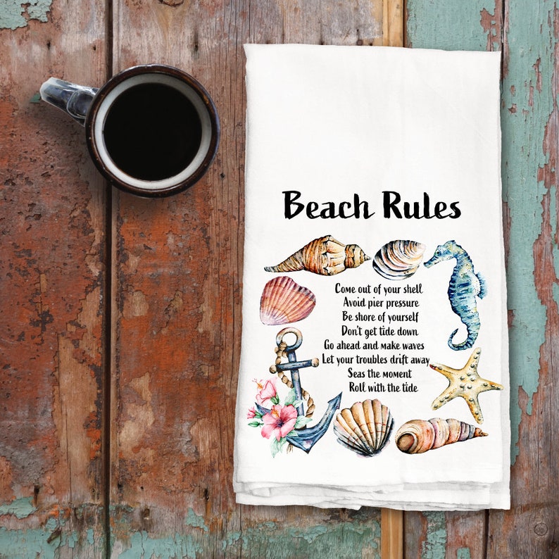 Tea Towel Beach Rules Come out of your shell. Avoid Etsy