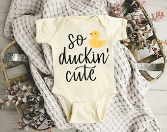 Funny Duck Baby Onesie® So Dunkin Cute, Cute Duck Onesie® Cute Baby Gifts, Baby Shower Gift, Natural Color Onesie®