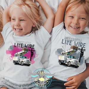 Lineman Toddler Youth Shirt, Daddy&#39;s Little Live Wire, Cute Girls Shirt, Little Boys Shirt, Daddy Is My Hero, Occupation, Hero Day, School