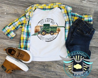 Just A Boy Who Loves Combines Shirt, Combine Harvester Shirt, Future Farmer, Daddy's Buddy, Green Combine Shirt, Tractor Lover