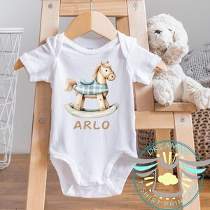Personalized Rocking Horse Baby Onesie: Custom Cotton Outfit