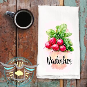 Radishes Kitchen Towel, Fresh Vegetables, Kitchen Decor, Tea Towel, Farmers Market, Gardening, House Warming, Garden Decor, Hostess Gift