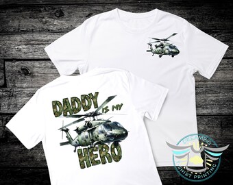 Military Helicopter Kids Shirt, Daddy Is My Hero, Helicopter, Pilot, Airman, Military Kid Shirt, Helicopter, Military Family, Combat