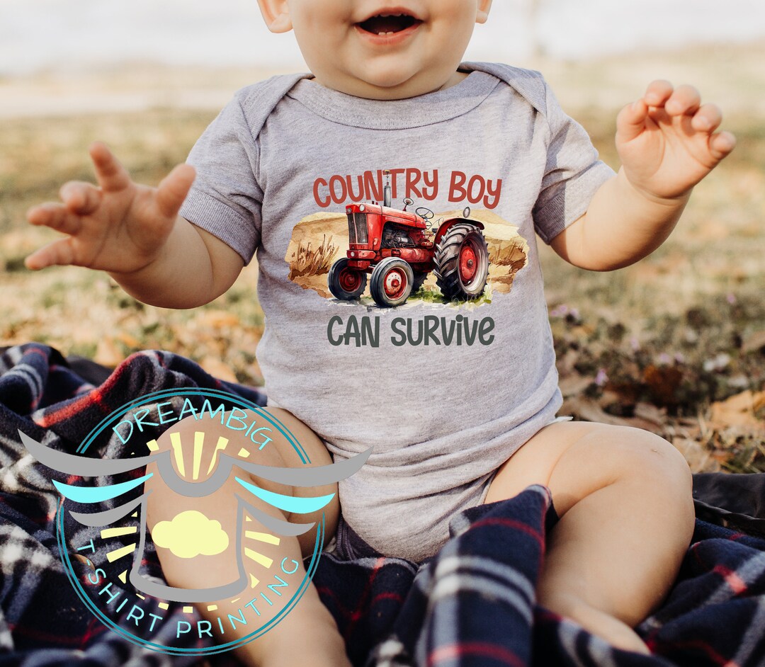 Tractor Farm Baby Onesie® Country Boy Can Survive, Farm Life Onesie