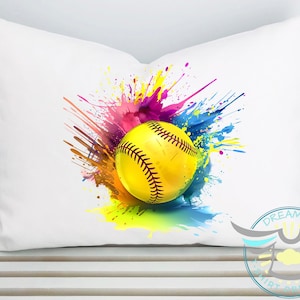 Softball Pillowcase, Personalization, Sports Decor, Softball Theme Bedroom Decor, Softball Team, Girls Softball Room, Kids Room Decor