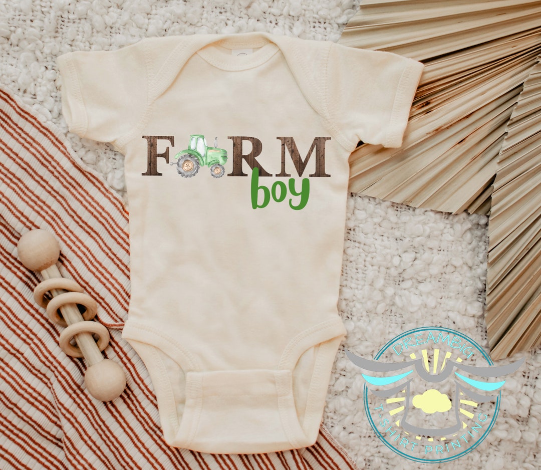 Farm Boy Baby Onesie® Just A Boy Who Loves Tractors Baby Onesie® Green