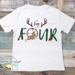 Chemise The Big FOUR, chemise quatrième anniversaire, chemise chasse au chevreuil, chemise garçon, chemise jeune bambin, chemise campagnard, soirée sur le thème de la chasse,