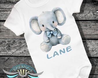 Personalized Elephant Baby Onesie®: Custom Boy Outfit