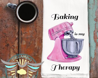 Baking Is My Therapy Kitchen Towel, Home Decor, House Warming Gift, Cooking Baking Decor, Kitchen Decor, Decorative Towels, Gift Towel