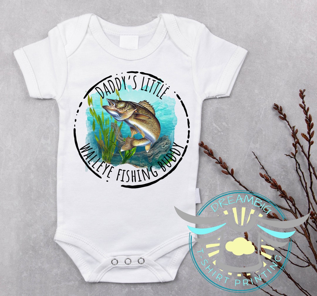 Fishing Baby Onesie® Daddy's Little Walleye Fishing Buddy, Yellow Pike
