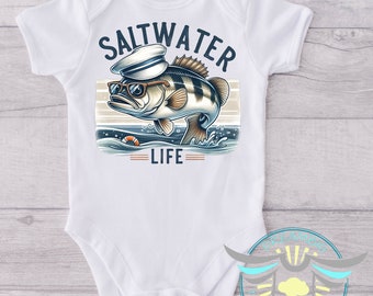 Saltwater Life Baby Onesie® Fishing Baby Outfit, Ocean Theme