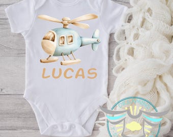 Personalized Helicopter Baby Onesie: Future Pilot Outfit