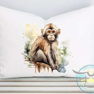 Monkey Pillowcase, Personalized, Cute Monkey Gift, Monkey Lover, Jungle Decor, Kids Pillowcase, Personalized Gifts, Safari Themed Bedding
