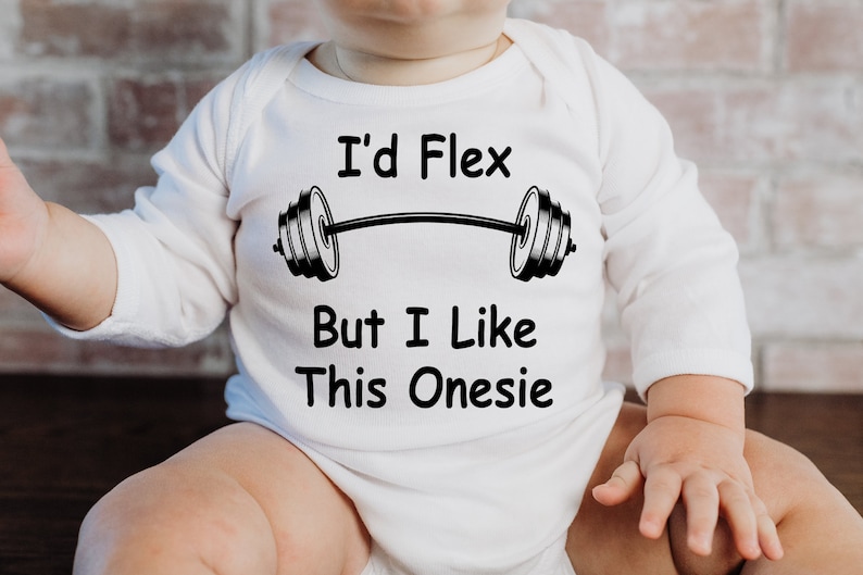 Workout Baby Onesie® I'd Flex but I Like This Baby Onesie® Etsy