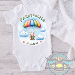 Paratrooper In Training Baby Onesie® Military Kid Baby Onesie® Parachute, Jumper, Teddy Bear, Serviceman, Military Family, Solider