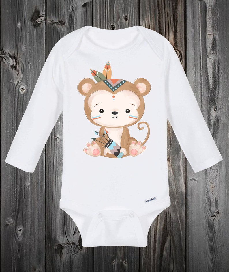 Newborn Baby Animal Onesies Bow And Arrows Baby Onesie Cute Baby Clothes Monkey Personalization Baby Gift Idea Baby Shower Gift Idea