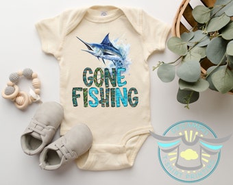 Gone Fishing Baby Onesie® Blue Marlin, Gone Fishing Onesie® Biggest Catch Onesie® Reel, Fishing Onesie® Fish Onesie® Nautical, Sailfish