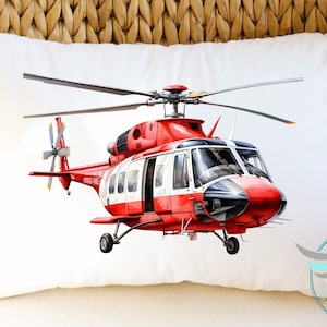 Helicopter Pillowcase Cover, Personalized, Red Helicopter Pillow, Helicopter Theme Bedroom, Helicopter Kids Room, Helicopter Birthday Gift