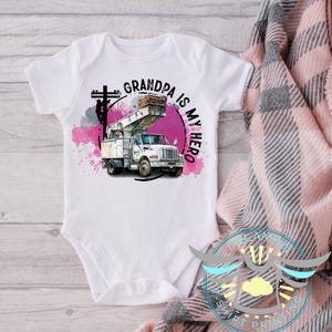 Lineman Baby Onesie® Grandpa Is My Hero, Lineman Family, Lineman Baby Apparel, Lineman Grandpa, Grandpa Gift, Lineman Baby Outfit, Baby Girl