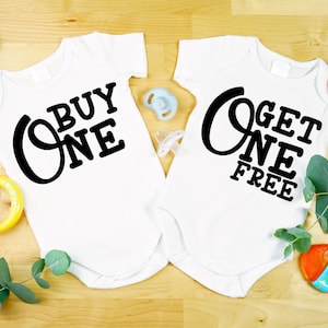 Twins Pregnancy Announcement Onesie® Buy One Get One Free, Twins Pregnancy Reveal, Cute Twin Matching Onesie® Twin Babies, Baby Announcement