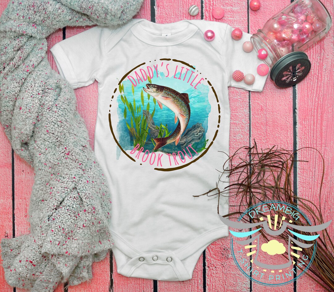 Fishing Baby Onesie® Daddy's Little Brook Trout, Trout Fishing, Daddy's