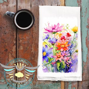 Wildflower Kitchen Tea Towel, Farmhouse Tea Towel, Flower Kitchen Decor, House Warming Gift, Garden Tea Towel, Botanical Towel, Cottagecore