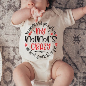 My Mimi's Crazy Baby Onesie® Mimi Baby Onesie® Baby Shower Gifts, Cute Baby Clothes, Grandparent Gifts, Announcement, Bodysuit, Trendy