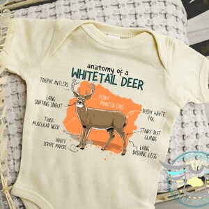 Deer Hunting Onesie® Anatomy Of A Whitetail Deer Onesie® Deer Season, Rut, Country Boy Daddy's Boy, Outdoors, Daddy's Little Hunting Guide