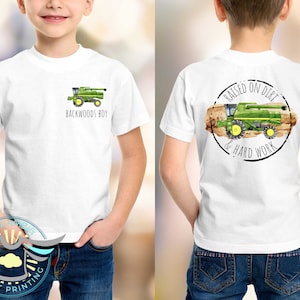 Farm Shirt, Raised On Dirt & Hard Work, Farm Life Shirts, Country Boy, Combine, Daddy's Buddy, Green Tractors, Farm Shirts, Toddler Youth