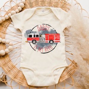 Daddy Is My Hero Baby Onesie® Fireman, Daddy&#39;s Boy, Daddy&#39;s Girl, Father, Dad Gifts, Fire Truck, Daddy&#39;s Buddy, Announcement, Rescue, Family