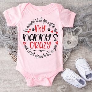 My Nanny&#39;s Crazy Baby Onesie® Nanny Baby Onesie® Baby Shower Gifts, Cute Baby Clothes, Grandparent Gifts, Pink Premium Onesie®