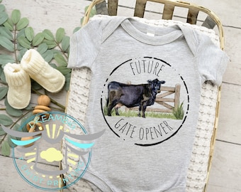 Future Gate Opener Baby Onesie® Cattle Farmer, Cattle Gate Opener, Hereford Cow, Pregnancy Reveal, Baby Announcement, First Baby Outfit