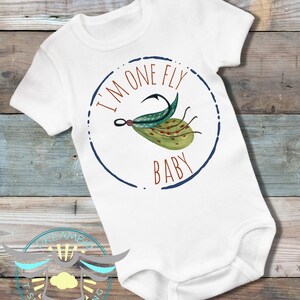 One Fly Baby Onesie® Fly Fishing Onesie® Nautical, Lake, Fishing Onesie® Biggest Catch, Gone Fishin', Cute Baby Onesie® Reel, Outdoor, White