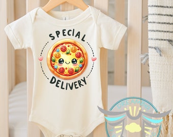 Special Delivery Baby Onesie® Baby Announcement, Baby Reveal Onesie® Foodie Baby Outfit, Pizza Baby Outfit, Unique Baby Onesie® Natural
