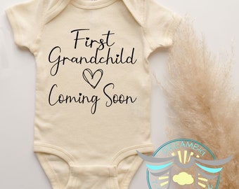 First Grandchild Coming Soon Baby Onesie® Grandchild Baby Onesie® Baby Announcement, Pregnancy Reveal, Grandparent Onesie® Family, Natural
