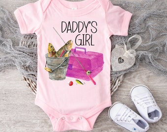 Daddy's Girl Baby Onesie® Fishing Buddy, Father Daughter Onesie® Fishing Baby Onesie® Gone Fishing Onesie® Future Fishing Buddy, Pink