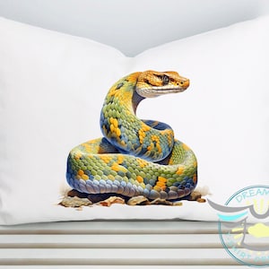 Snake Pillowcase, Personalized, Reptile Themed Decor, Snake Bedding, Tropical Themed Pillow, Snake Home Decor, Pet Snake, Reptile Gifts
