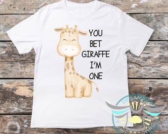 You Bet Giraffe I'm ONE Shirt, First Birthday Shirt, Giraffe Birthday Shirt, 1st Birthday Shirt, Safari Theme Birthday, Birthday Party Shirt