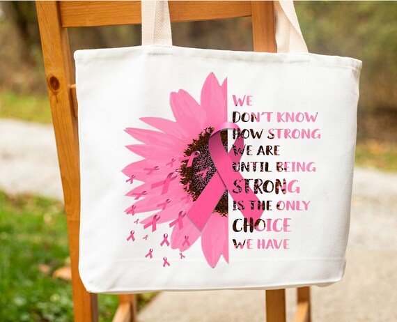 Pink ribbon tote bags cheap