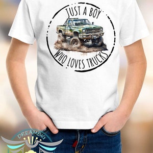 Truck Toddler Youth Shirt, Just A Boy Who Loves Trucks, Camo, Kids Trucks, Boys Truck Shirt, Green Trucks, Youth Toddler Shirt