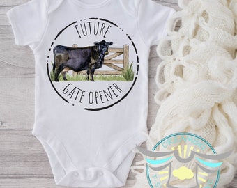 Future Gate Opener Baby Onesie® Cattle Farmer, Cattle Gate Opener, Hereford Cow, Pregnancy Reveal, Baby Announcement, First Baby Outfit