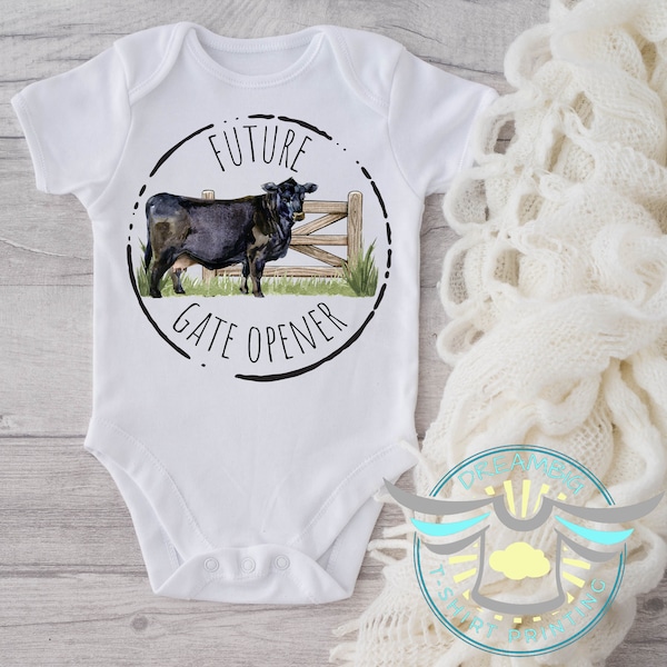 Farm Baby Onesie® Future Gate Opener, Cattle Farmer, Pregnancy Announcement Baby Onesie® Country Onesie® Reveal Onesie® Cows, Farm Life