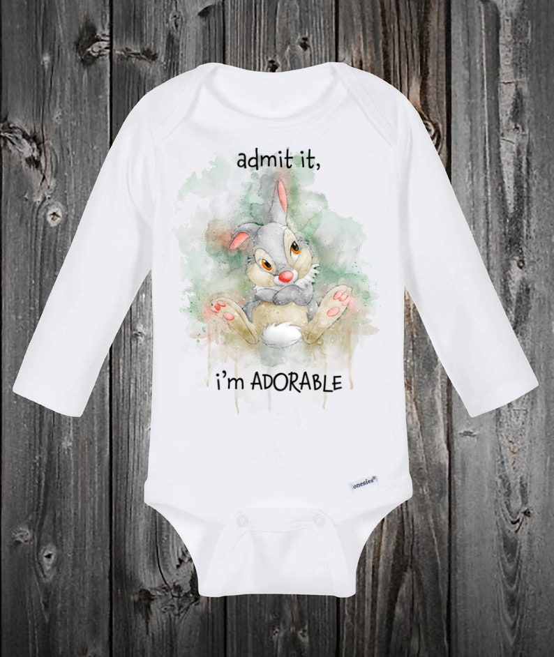 Baby Onesie Disney Thumper Rabbit Long Sleeve Onesie Baby Shower Disney Baby Clothes Disney Bambi Admit It I/'m Adorable Gift Idea