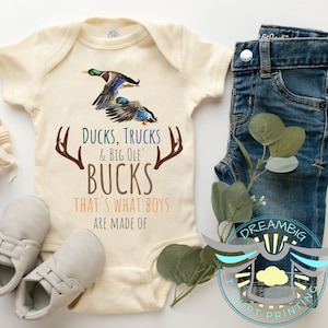 Hunting Shirt, Ducks, Trucks & Big Ole' Bucks  Onesie® Deer Hunting Onesie® Duck Hunting  Onesie® Country Boy, Outdoor, Little Boys Onesie®