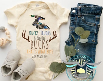 Hunting Shirt, Ducks, Trucks & Big Ole' Bucks Onesie® Deer Hunting Onesie® Duck Hunting  Onesie® Country Boy, Outdoor, Little Boys Onesie®