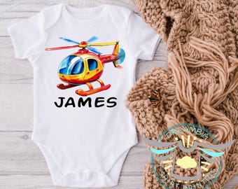 Personalized Helicopter Baby Onesie® Future Pilot, Helicopter Baby Outfit, Helicopter Themed Baby Onesie® Custom Baby Onesie® Baby Shower