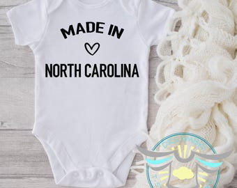 Made In North Carolina Baby Onesie® State Pride Outfit, Baby Announcement, Pregnancy Reveal, North Carolina Baby Cloth, Newborn First Outfit